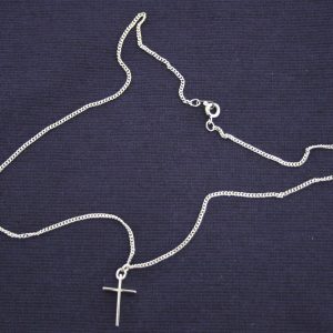 Simple Silver Toned Cross with 18" Chain