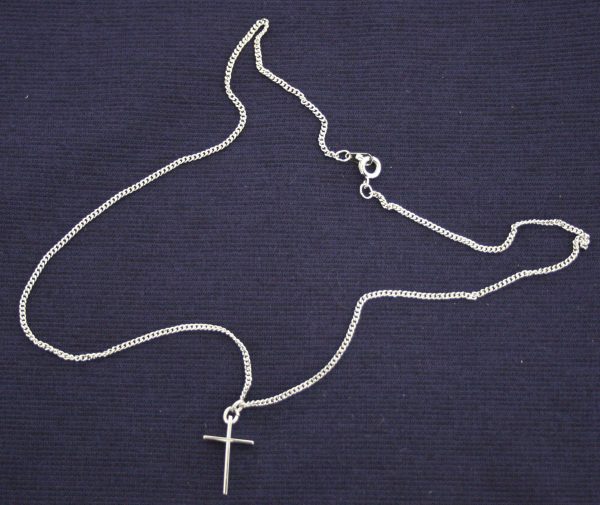 Simple Silver Toned Cross with 18" Chain