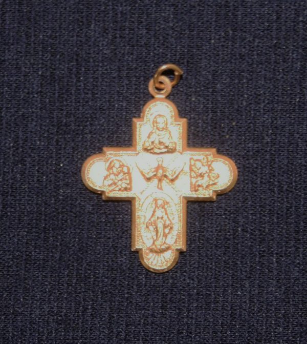 Four Way Gold Toned Holy Spirit Cross