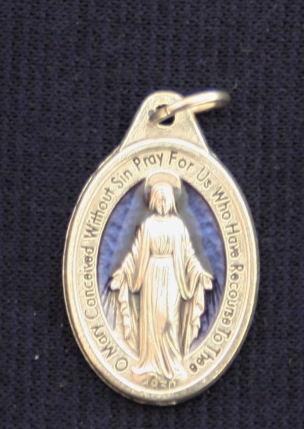 Prayer Miraculous Medal with Blue Background